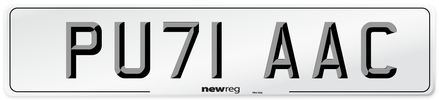 PU71 AAC Number Plate from New Reg
